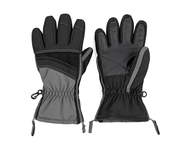 Pair of black and gray gloves on a white background