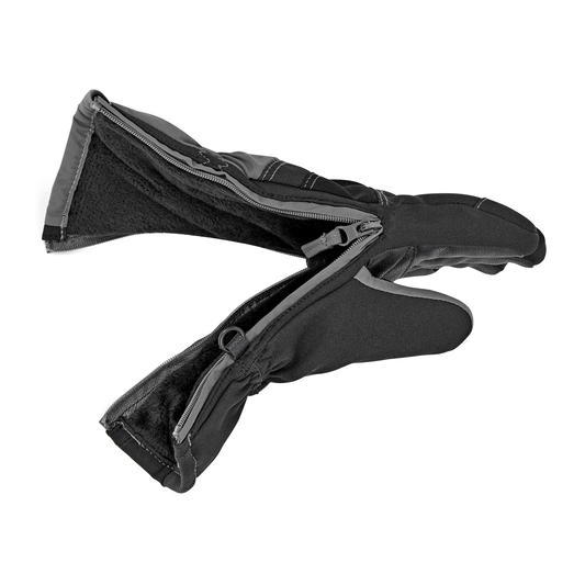 Pair of black and gray gloves on a white background