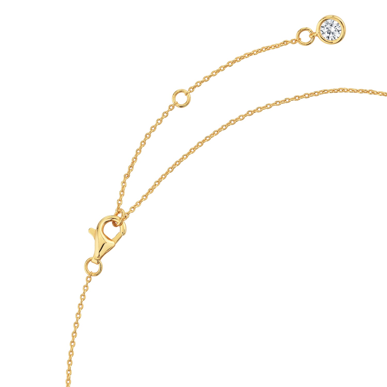 Gold necklace with a clasp on a white background