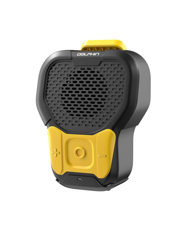 Black and yellow device with 'Dolphin' branding on a white background