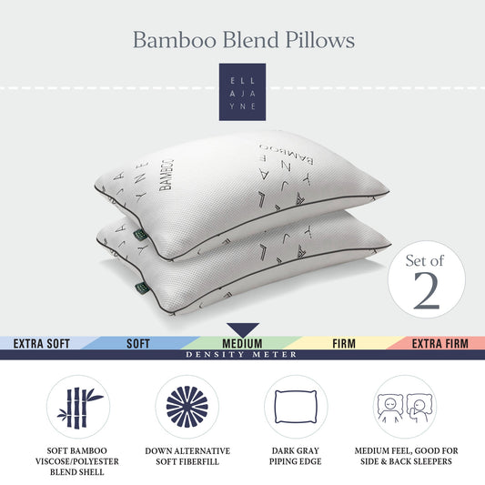 Ella Jayne Bamboo Blend Pillow, Medium Density - White (Set of 2)