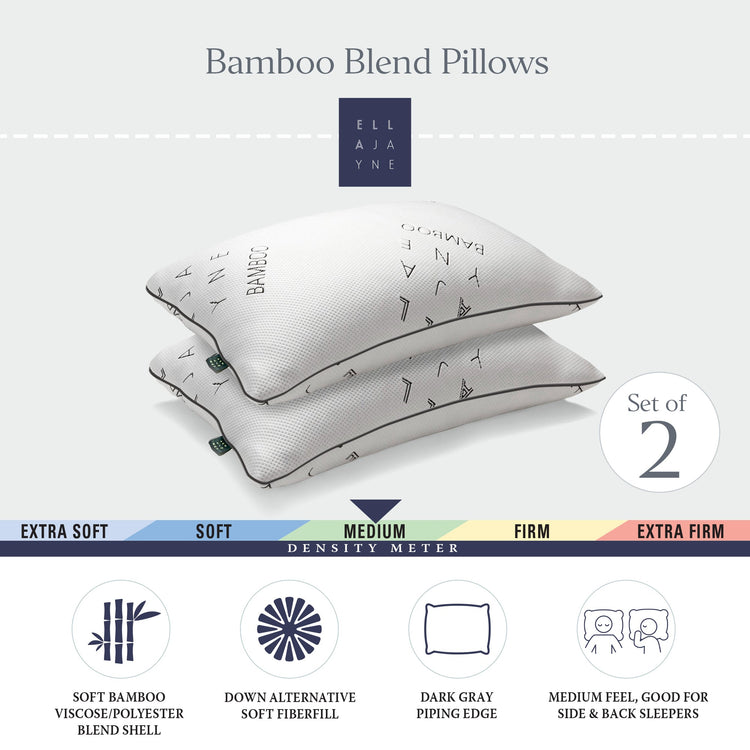 Ella Jayne Bamboo Blend Pillow, Medium Density - White (Set of 2)
