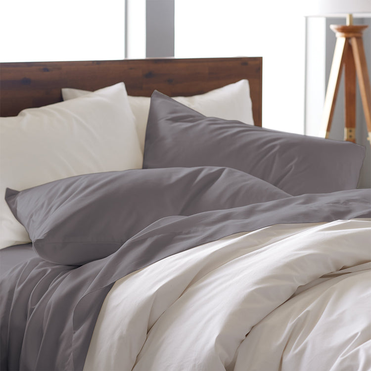 Ella Jayne 500 Thread Count Cotton Sateen 4-Piece Sheet Set - Charcoal