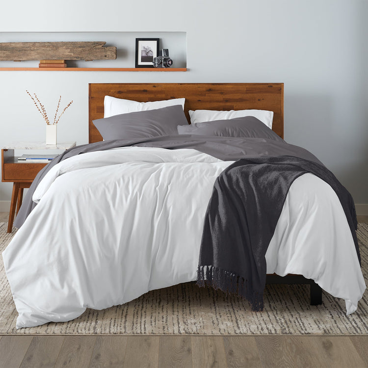 Ella Jayne 500 Thread Count Cotton Sateen 4-Piece Sheet Set - Charcoal