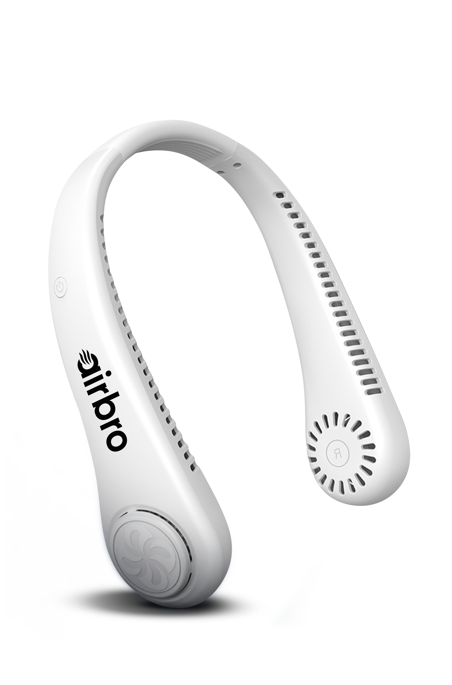 White neckband with 'airbro' branding on a white background