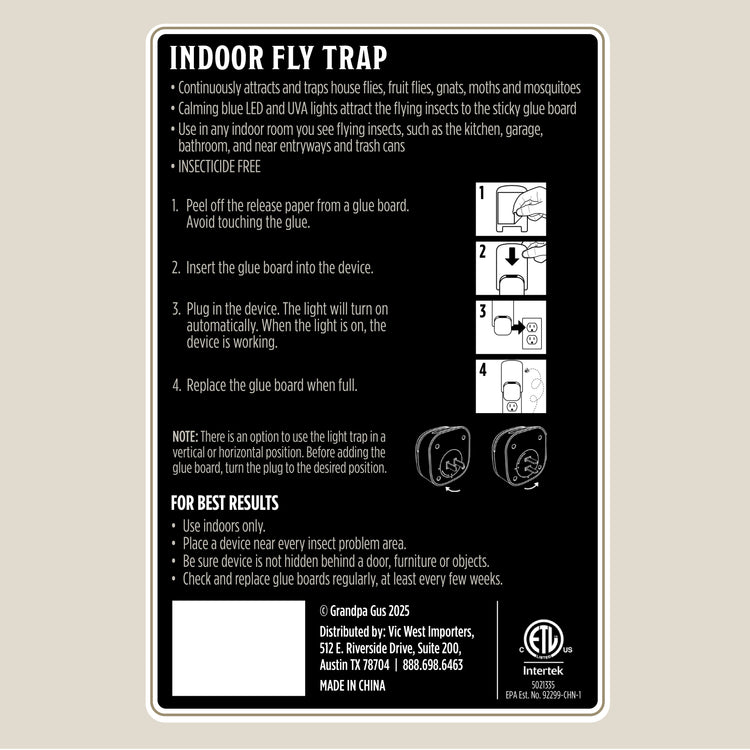 Instructions for an indoor fly trap on a beige background