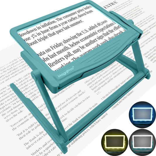 5x LED Page Magnifier with 3 Color Light Modes & Detachable Hands-Free Stand