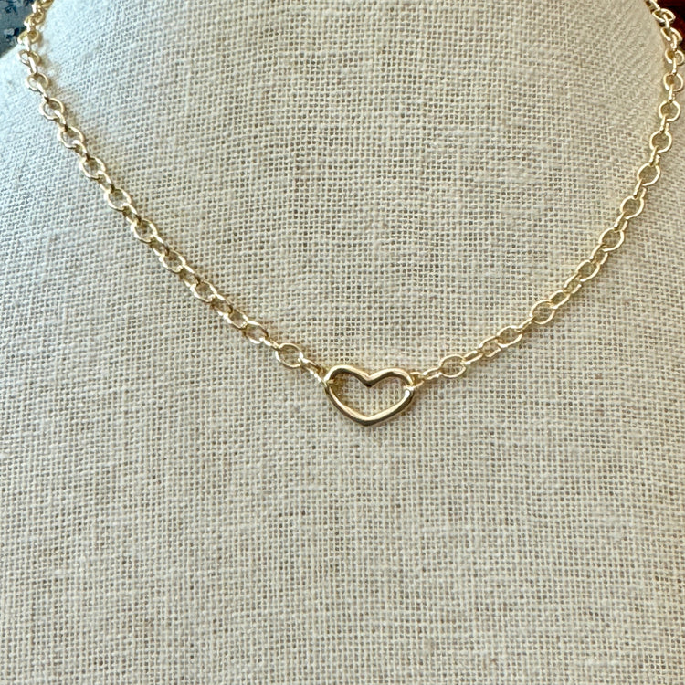 Open Heart Necklace-Gold