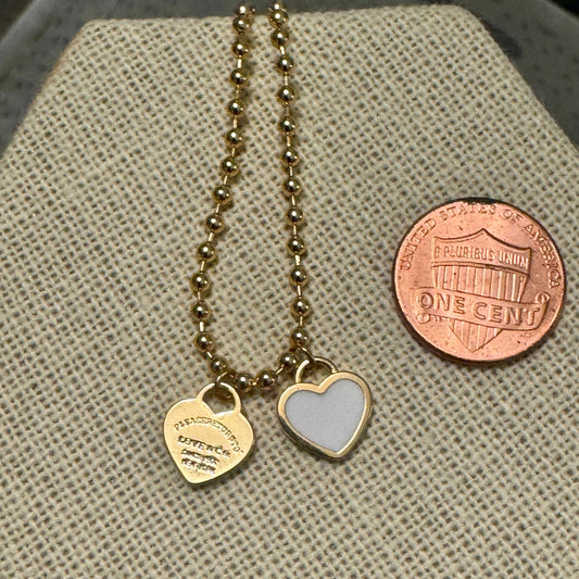 DOUBLE HEARTS ON BALL CHAIN-Gold