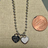 DOUBLE HEARTS ON BALL CHAIN-Silver