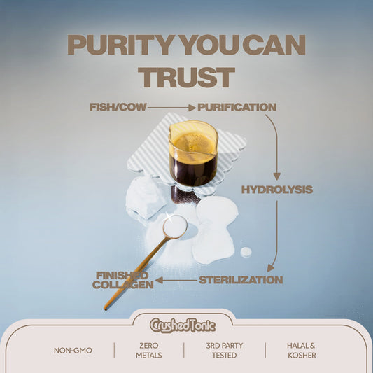 Packaging of Crushed Tonic Collagen Creamer Vanilla Bean on a white background