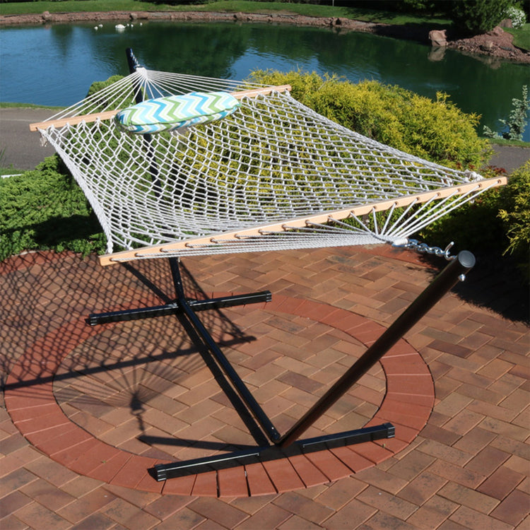Sunnydaze Rope Hammock Combo with Stand - Pad and Pillow