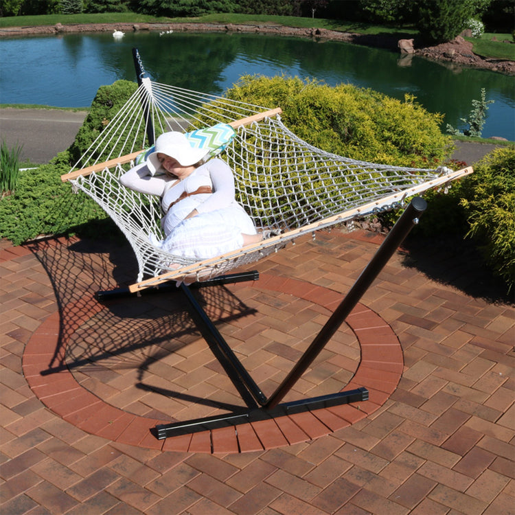 Sunnydaze Rope Hammock Combo with Stand - Pad and Pillow