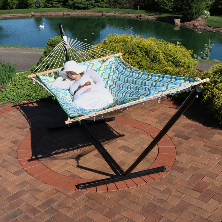 Sunnydaze Rope Hammock Combo with Stand - Pad and Pillow