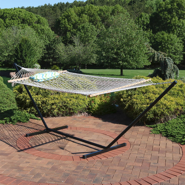 Sunnydaze Rope Hammock Combo with Stand - Pad and Pillow