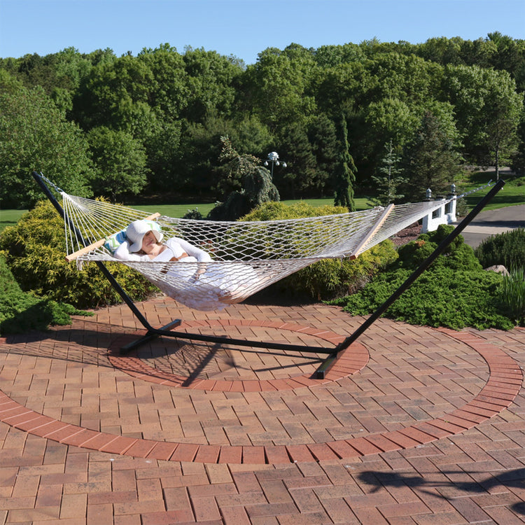 Sunnydaze Rope Hammock Combo with Stand - Pad and Pillow