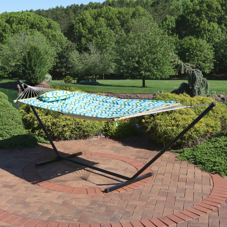 Sunnydaze Rope Hammock Combo with Stand - Pad and Pillow