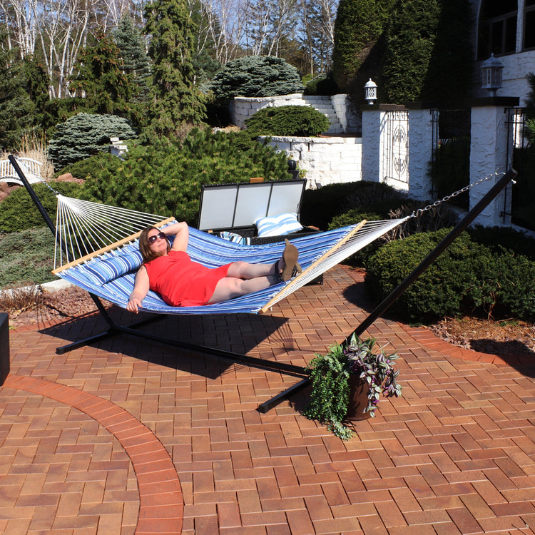 Sunnydaze Quilted Fabric Hammock Bed with Stand