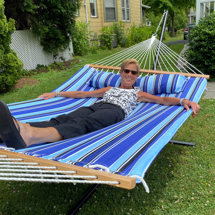 Sunnydaze Quilted Fabric Hammock Bed with Stand
