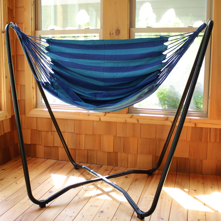 Sunnydaze Hanging Hammock Chair Swing with Sturdy Space-Saving Stand