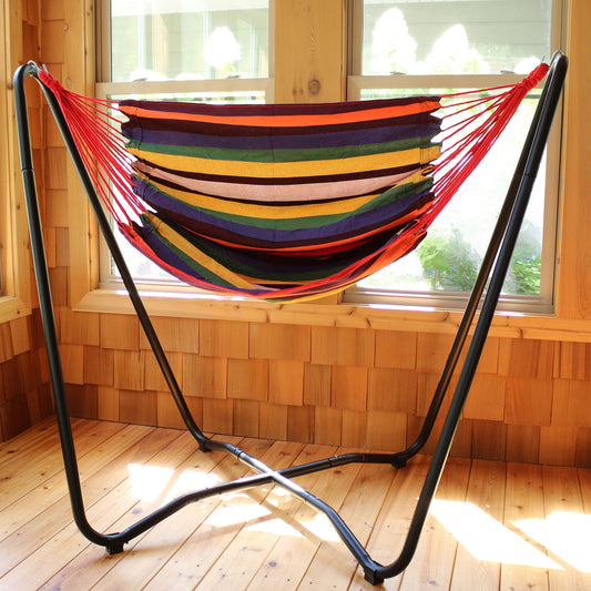 Sunnydaze Hanging Hammock Chair Swing with Space-Saving Stand