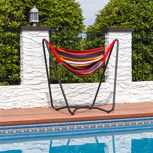 Sunnydaze Hanging Hammock Chair Swing with Space-Saving Stand