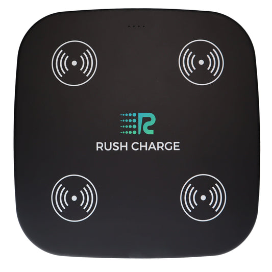 Black square device with 'Rush Charge' logo on a white background