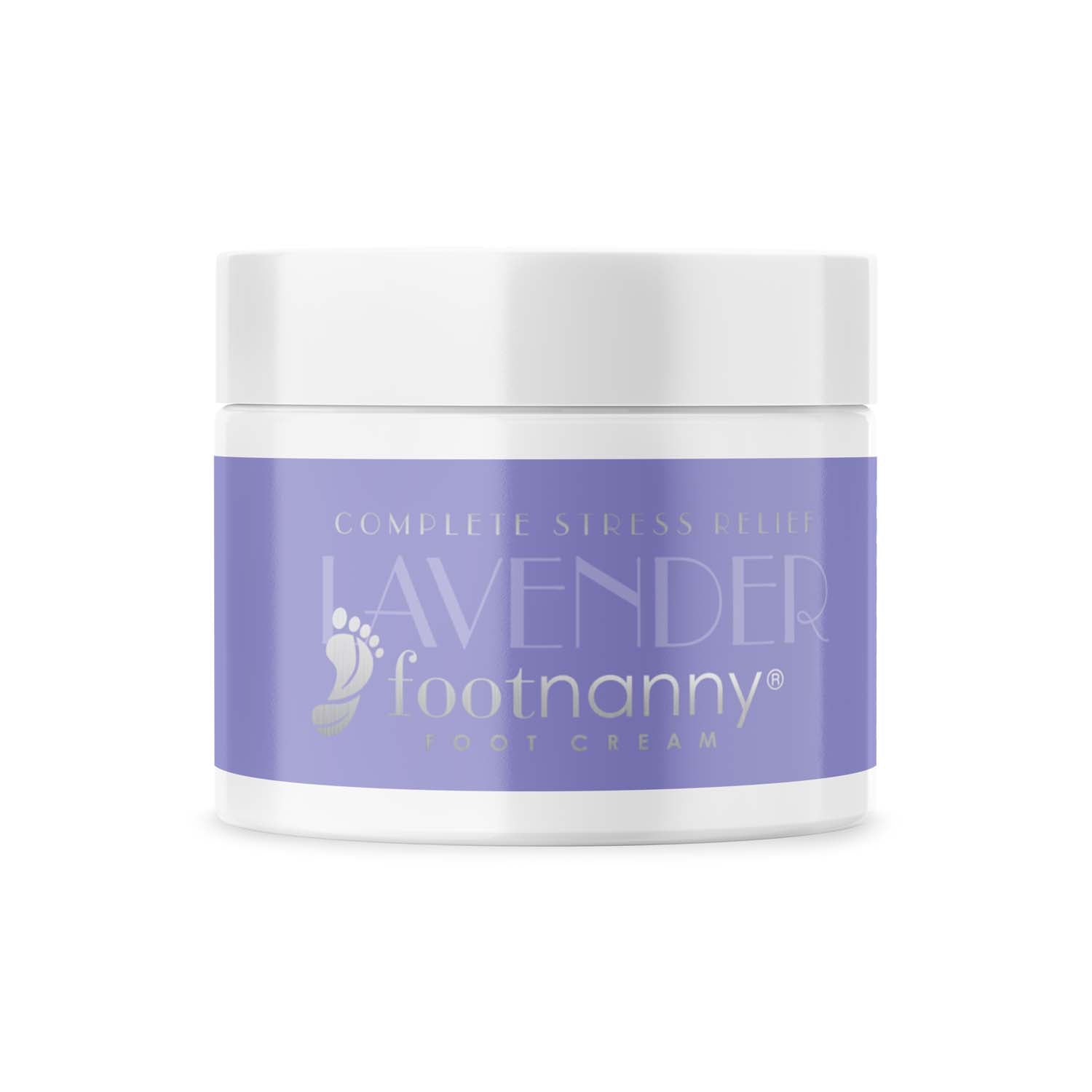 Jar of Lavender Footnanny foot cream on a white background