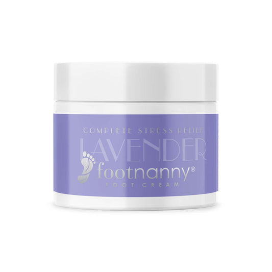 Jar of Lavender Footnanny foot cream on a white background