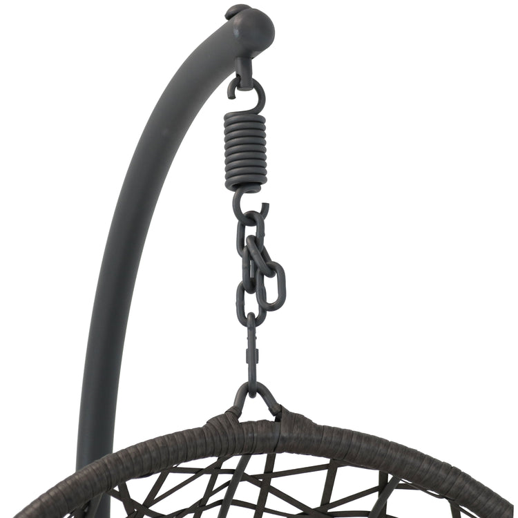 Sunnydaze Caroline Hanging Egg Chair with Stand - Resin Wicker - Beige Cushions