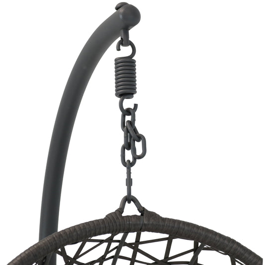 Sunnydaze Gray Caroline Hanging Egg Chair with Stand - Resin Wicker