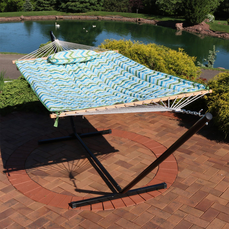 Sunnydaze Rope Hammock Combo with Stand - Pad and Pillow