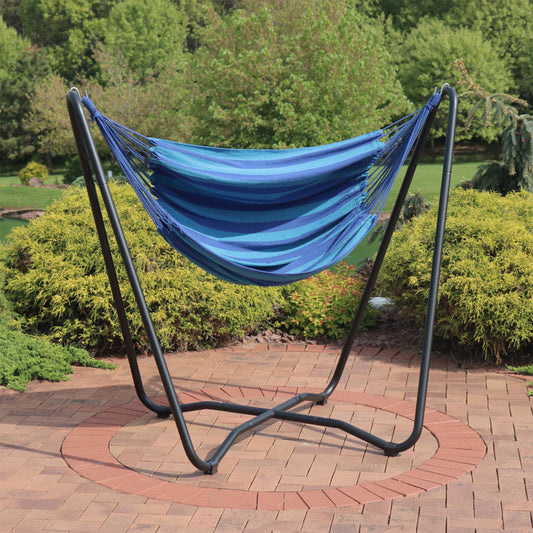 Sunnydaze Hanging Hammock Chair Swing with Sturdy Space-Saving Stand