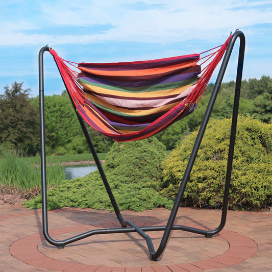 Sunnydaze Hanging Hammock Chair Swing with Space-Saving Stand