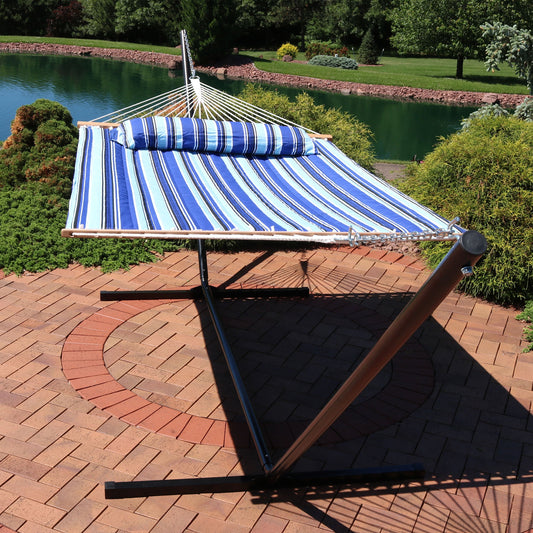 Sunnydaze Quilted Fabric Hammock Bed with Stand