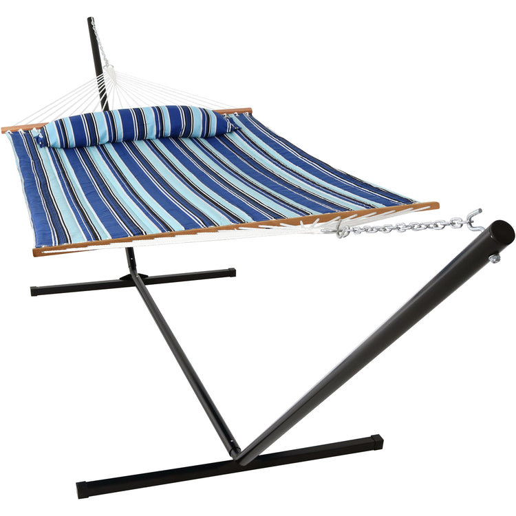 Sunnydaze Quilted Fabric Hammock Bed with Stand