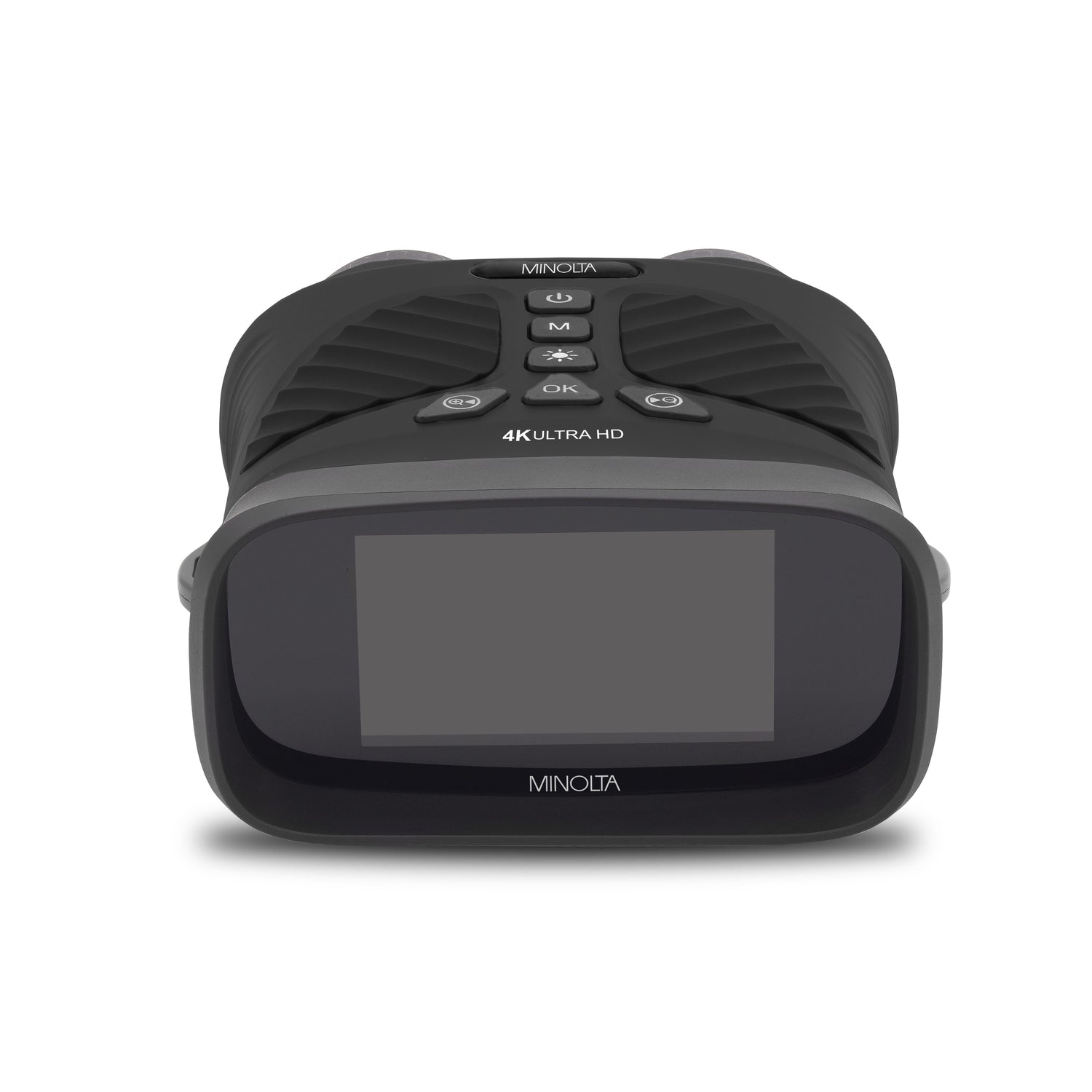 Black Minolta camera on a white background