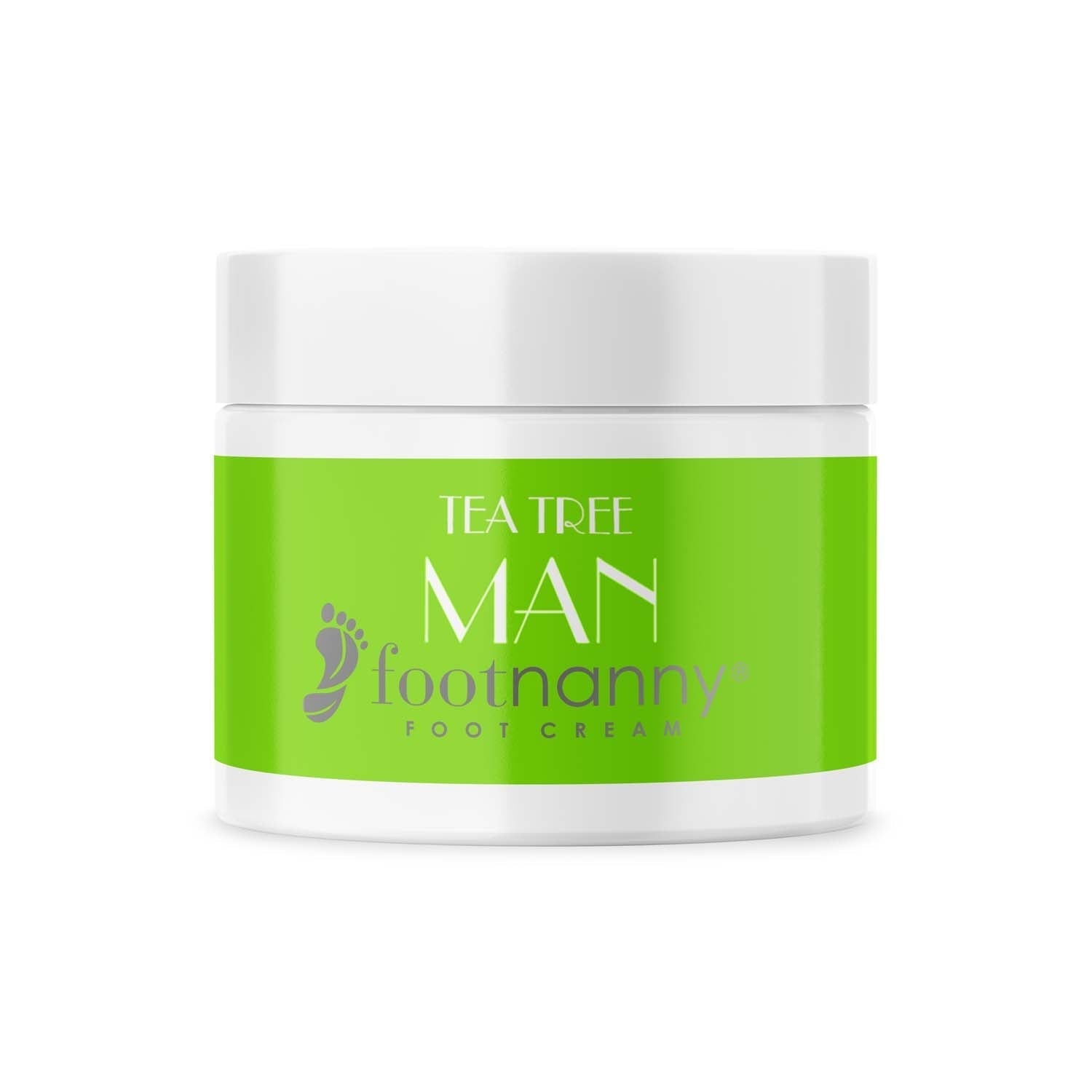 Jar of Tea Tree Man Footnanny foot cream on a white background