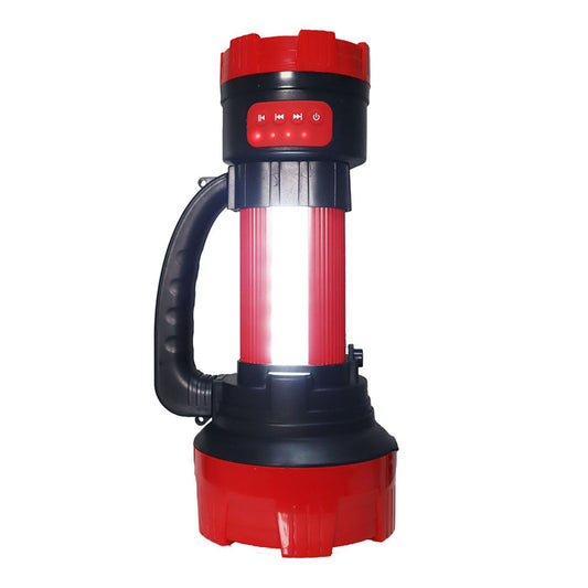Red and black flashlight with 'Rush Charge' branding on a white background