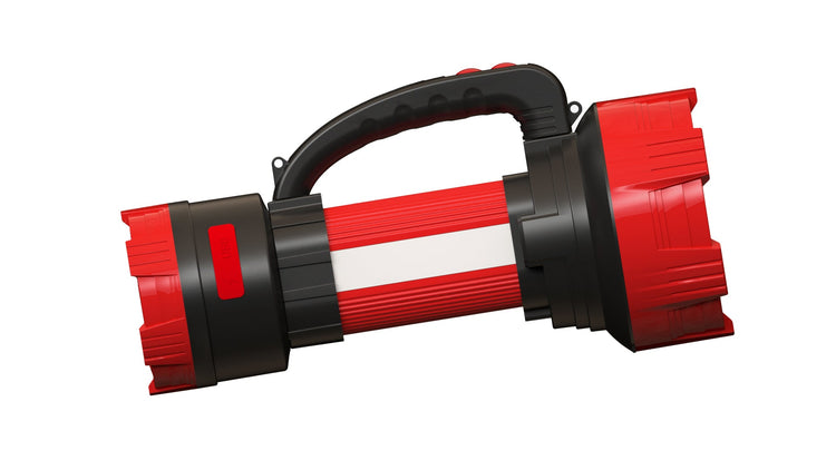 Red and black flashlight on a white background