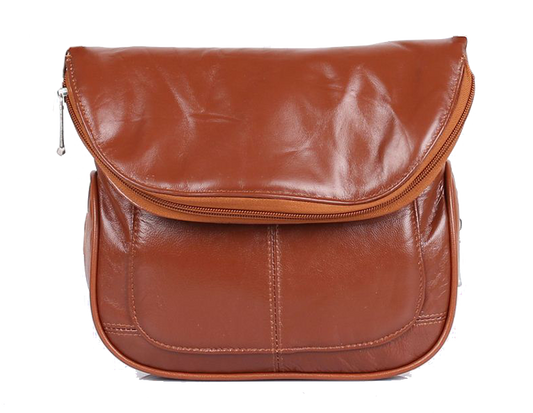 Black leather bag on a white background