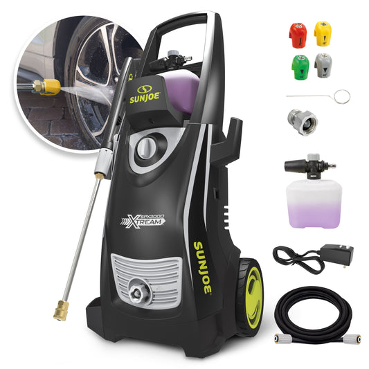 Sun Joe pressure washer with accessories on a white background