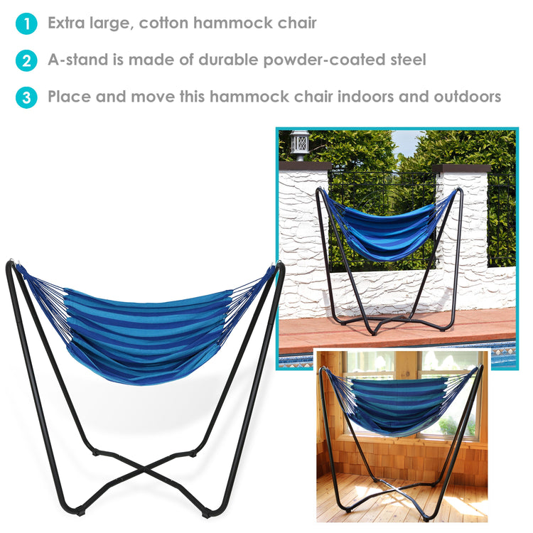 Sunnydaze Hanging Hammock Chair Swing with Sturdy Space-Saving Stand