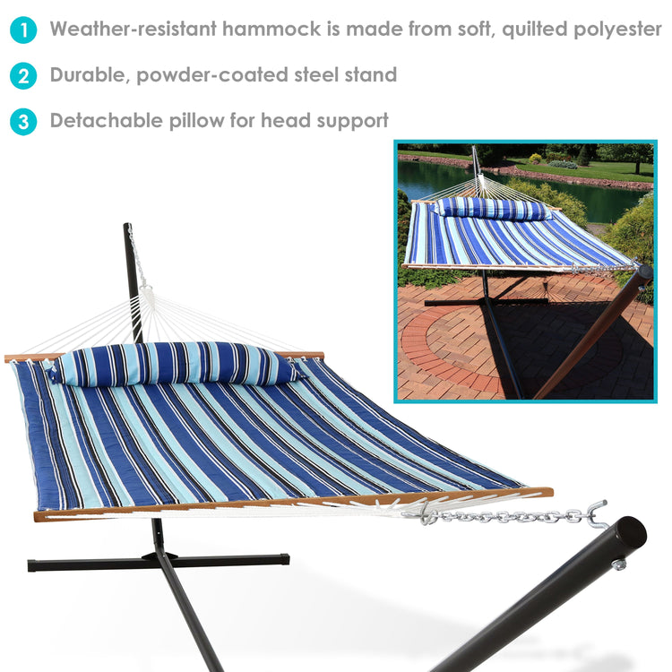 Sunnydaze Quilted Fabric Hammock Bed with Stand