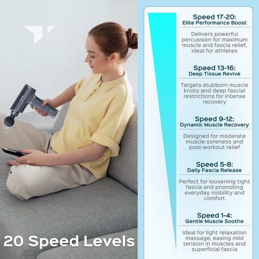 Turonic massage gun with attachments on a white background