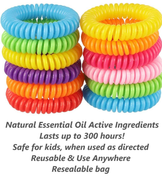 Pack of colorful mosquito repellent bands with packaging on a white background