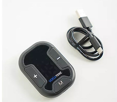 Digital tuner with a cable on a white background