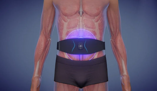 Black waist trainer with digital display on a white background