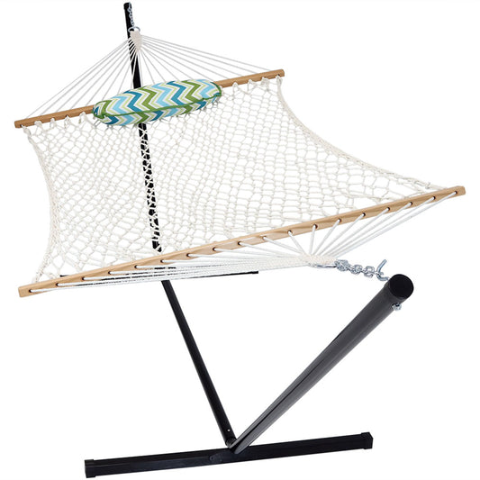 Sunnydaze Rope Hammock Combo with Stand - Pad and Pillow