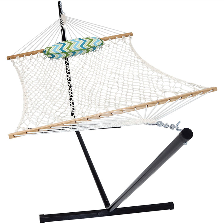 Sunnydaze Rope Hammock Combo with Stand - Pad and Pillow